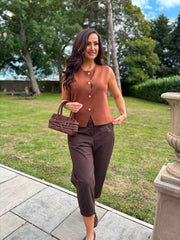 Tan Buttoned Knit Waistcoat Kerry