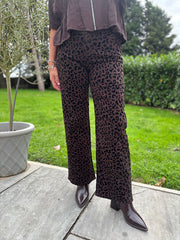 Chocolate Leopard Wide Leg Jeans