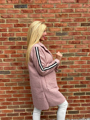 Rose Boucle Stripe Detail Coat Mia