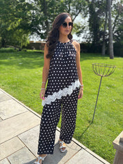 Black Polka Dot Lace Trim Set Kimberly