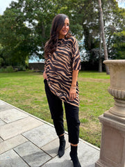 Camel Tiger Print Knit Dress Delilah