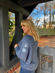 Denim Shimmer V Neck Knit Seren