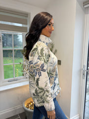 Stone Leaf Print Roll Neck Sweatshirt Kim