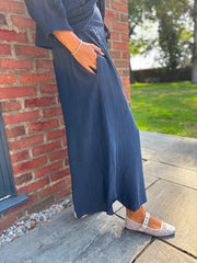 Navy Wide Leg Pull on Silvia Trousers