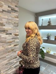 Natural Soft Leopard Ruched Side Top Drew