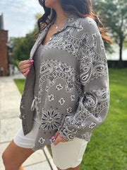 Mocha Paisley Bubble Cotton Shirt Alina