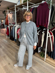 Grey Drawstring Seam Front Trousers