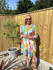 Multicolour Brushstroke Longline Shirt Polly