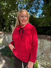 Red Chenille Silver Fleck Hoodie Lisa
