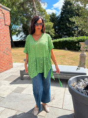 Lime Open Knit Cover Up Elsie