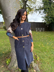Navy Brushed Belted Waistcoat Andrea