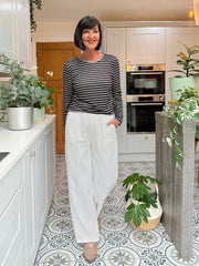 Black Striped Super Soft Round Neck