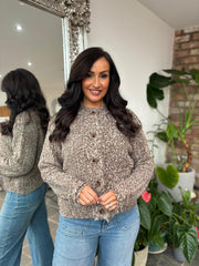 Mocha Premium Fringed Knitted Cardi Opal
