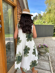 Khaki Floral Print Dress Yvonne