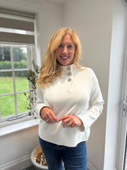 Winter White Diamante Button High Neck Frankie