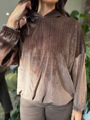 Chocolate Sparkle Velour Hoodie Colette