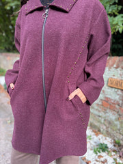Wine Stud Detail Coat Meredith