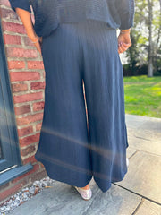Navy Wide Leg Pull on Silvia Trousers