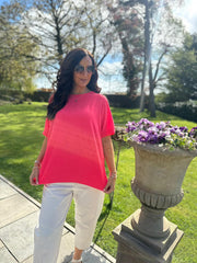 Coral Applique Floral Crepe Top Astra