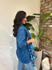 Blue Marl Two Piece Scarf Knit Danni