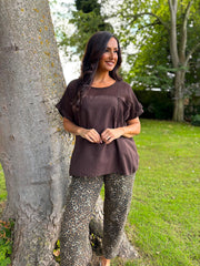 Chocolate Mesh Detail Top Parker