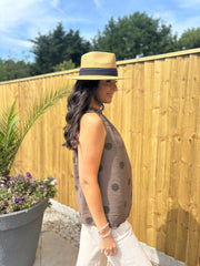 Chocolate Polka Dot Sleeveless Top Tiana