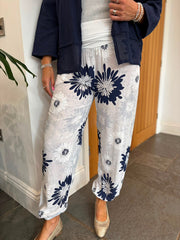 White Floral Hareem Trousers