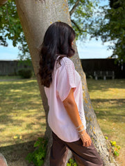 Pink Broderie Bubble Cotton Top Jan