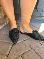 Black Pointed Toe Slip On Shoes