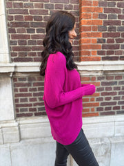 Lipstick Ribbed Dip Hem Jumper Vicky