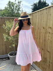 Candy Pink Gingham Sun Dress Lauren