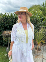 White Multi Hole Shrug Paloma