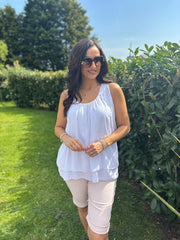 White Crochet Detail Vest Moira