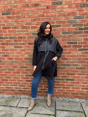 Black Half Quilted Sweat Jacket Lois