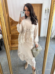 Stone Floral Applique Knit Dina