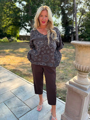Chocolate Bubble Cotton Paisley Top Kimberly