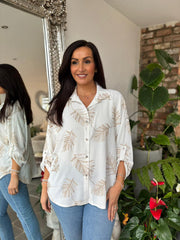 White Leaf Embroidered Blouse Josephine