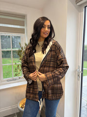 Chocolate Tartan Hooded Jacket Farrah