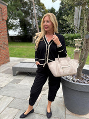 Black Contrast Trim Shimmer Cardi Ophelia