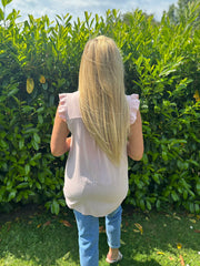 Pink Floral Frill Sleeve Top Chrissy