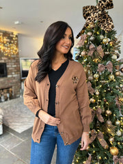Camel Leopard Bow Cardi Georgina