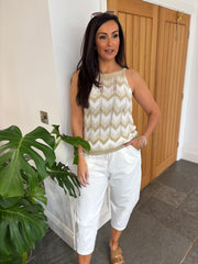 White Chevron Knit Vest Dolly