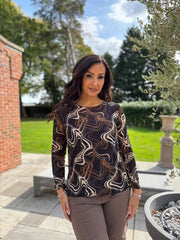 Black Sheer Swirl Print Top Hope