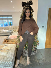 Chocolate Knitted Wrap Jumper Nell