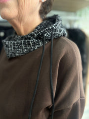 Chocolate Textured Trim Sweat Top Iris