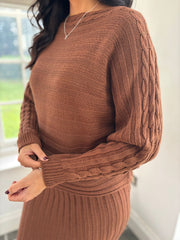 Chocolate Cable Detail Ribbed Two Piece