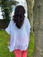 White Ruffle Hem Top Katrina