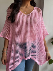 Pink Open Weave Knit Peyton