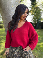 Wine V Neck Knit Roxanne