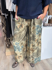 Sage Shimmer Floral Trousers Adele